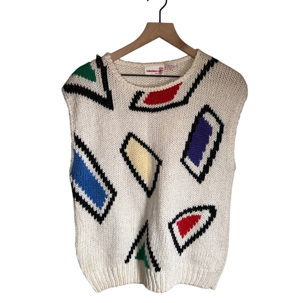 VINTAGE COLLECTION PLUS chunky knit sleeveless grandma core gold sweater 22